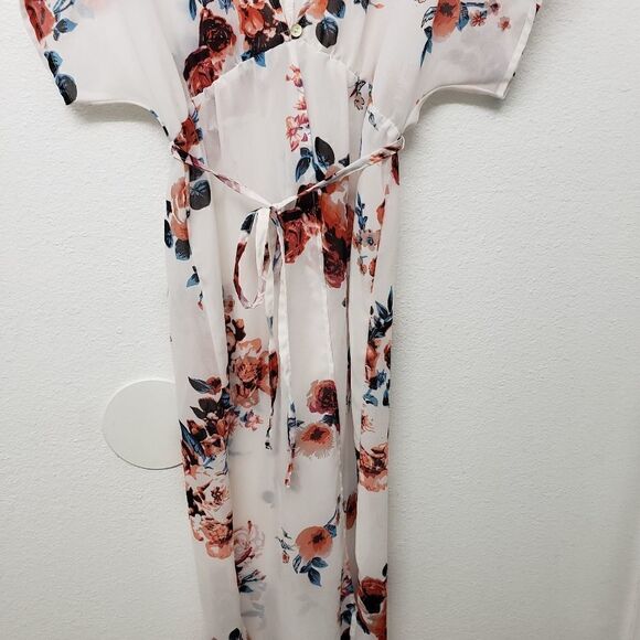 Sim & Sam Floral Sheer Boho Upen Front  Cover Up Kimono Size S/M - Picture 3 of 10